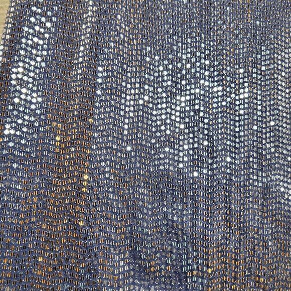 H&M Dress Womens Small Blue Sequin Metallic Cut Out Back Long Sleeve Round Neck - Picture 6 of 8